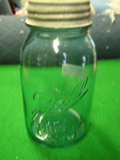Antique BLUE MASON JAR w/Zinc BALL Lid No. 5  