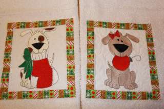 Christmas Dogs Embroidered Set of 2 Hand Towels  