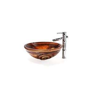  Kraus Tigers Eye Glass Vessel Sink and Bamboo Faucet 