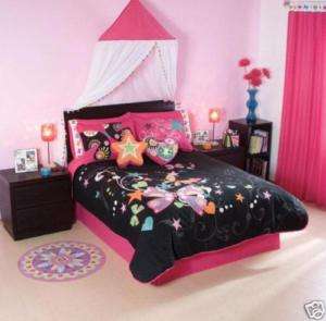 Teens Girls Nova Pink Black Comforter Bedding Set Twin  