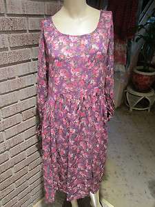  Vintage 70s 80s NOWT India Semi Sheer Floral Cotton Gauze Dress L