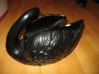 Vintage San Miguel Ceramic black Swan pottery vase Old  