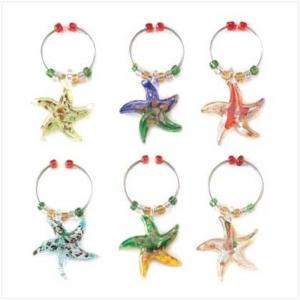 WHOLESALE LOT 6 ART GLASS WINE CHARMS free GIFT offer  