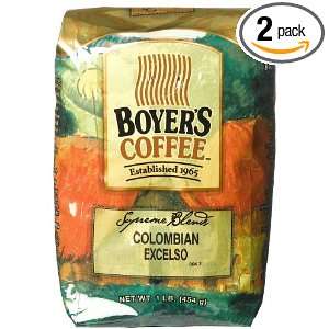 Boyers Coffee Colombian Excelso, 16 Ounce Bags (Pack of 2)