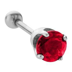    5mm Ruby 14K White Gold Cartilage Helix Stud Earring Jewelry