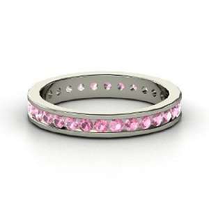   Eternity Band, 14K White Gold Ring with Pink Tourmaline Jewelry