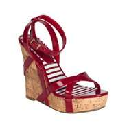 Kardashian Kollection Womens Fabulous Patent Wedge Sandal   Red at 