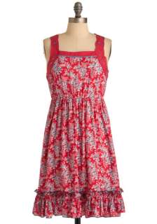 Loop De Cute Dress   Mid length, Red, Floral, Casual, Blue, White 