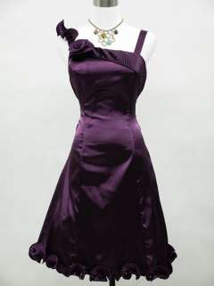 Cherlone Satin Dark Purple Prom Cocktail Party Ball Evening Dress UK 