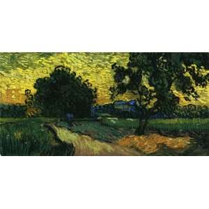 Oil Painting Field with Trees, the Chateau of Auvers Vincent van Gog