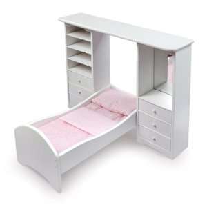  Doll Bed w/Pier Cabinets & Bedding by Badger Basket Toys 