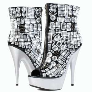 Fashion Women Metallic Jewel Platform Ankle Boots Shoes  