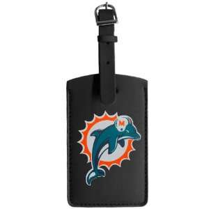  Miami Dolphins Black Leather Printed Logo Bag Tag Sports 