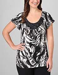   entityNameEmbellished Ruched Side Print Top,productId136341