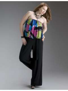 LANE BRYANT   Torn collage tube top jumpsuit  