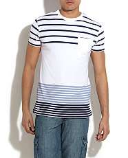 White Pattern (White) Deakins White Multi Striped T Shirt  250694219 