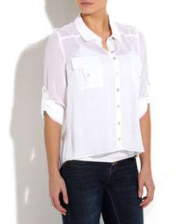 White (White) White Sheer Safari Shirt  249574510  New Look