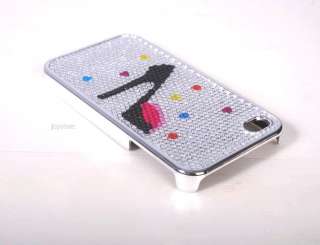 High heeled Shoes Bling Crystal Back Cover Case Shell for iPhone 4 4G 