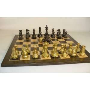  Ribbed Brass Chess Set