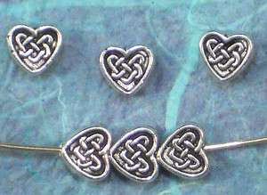 BACK AGAIN   30 Small Heart 6mm Celtic Knot Antiqued Silver Beads 