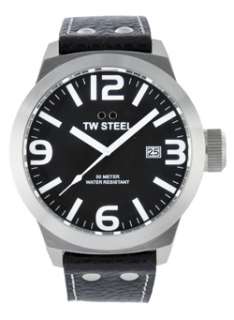 TW Steel Icon 45MM Black Leather & Black Dial Mens Watch TW622  
