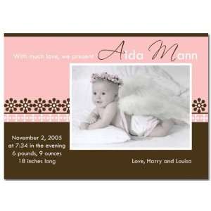 Pink Ornamental Baby Photo Birth Announcements Office 