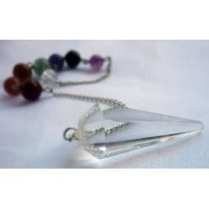  Multifaceted Clear Quartz Crystal Pendulum with Chakra 