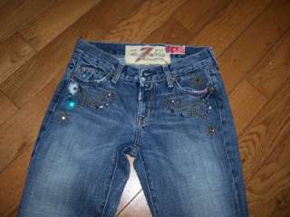 WOMENS 7 FOR ALL MANKIND THE GREAT CHINA WALL JEANS 26 X 30 RIVETS 