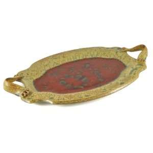 Ray Pottery Handmade 15 inch Oval Serving Tray, Red 