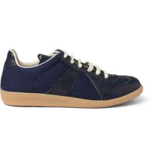 Maison Martin Margiela Leather and Woven Fabric Sneakers  MR PORTER