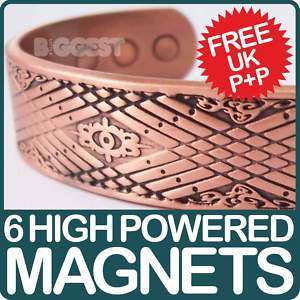 Mens Chunky Celtic Magnetic Copper Bracelet 6 Magnets 