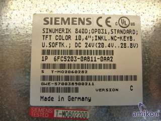 Siemens Sinumerik OP031 TFT 6FC5203 0AB11 0AA2 Vers.C  
