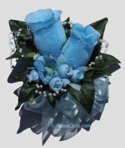 LIGHT BLUE ROSES BABY SHOWER MOTHER CORSAGE DECORATIONS  