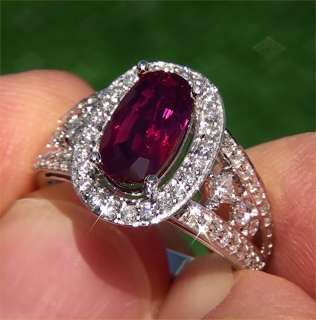 Estate 3.16 ct UNHEATED Natural Red Ruby Diamond Vintage Ring 18k 