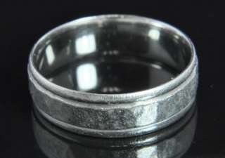 Solid Platinum Mens Hammered Wedding Band Ring 9.75  