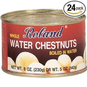 Roland Peeled Water Chestnuts in Water, 8 Ounce can (Pack of 24 