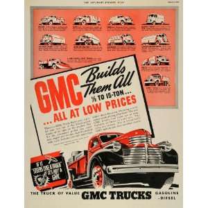 1941 Ad GMC Trucks Models Dump Diesel Delivery Stakes   Original Print 