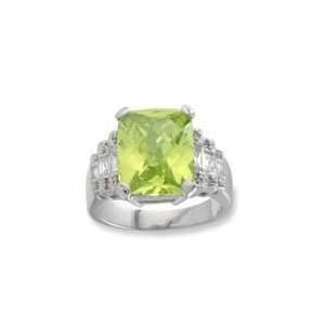  .925 Silver & Apple Green CZ Ring, Size 7 Jewelry