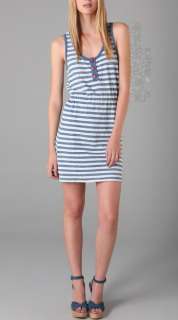   fashion fox brand new juicy couture indigo blue stripe tank dress l
