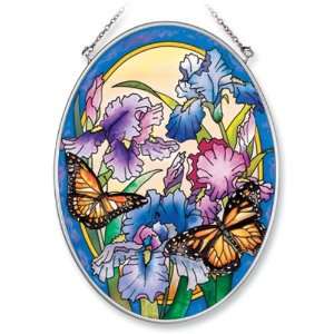   irises & Butterflies Stained Glass Suncatcher by Amia
