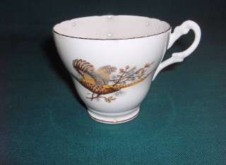 Vintage Bone China Royal Stuart England Pheasant Cup Set Mint