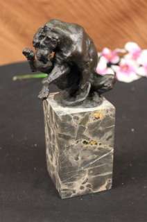 Signed Bronze Marble Vienna Statue Lion Bookend Figure Sculpture Art 