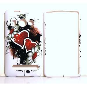  White with Double Red Heart Graffiti Art HTC EVO 4G / 4 G 