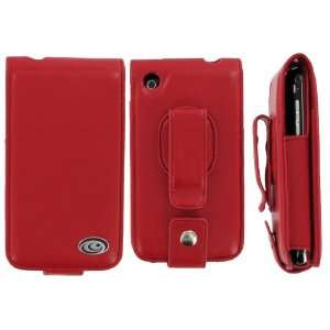  Apple iPhone 3G Premium Flip Red Leather Case with 