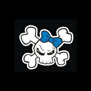 LazyCats   Blue Bow Skull and Cross bones Decal for Cars Trucks Home 