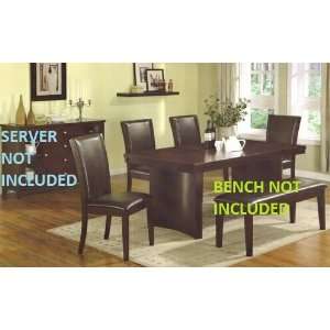   Pc Brown Dining Table Set with Faux Leather Chairs Furniture & Decor