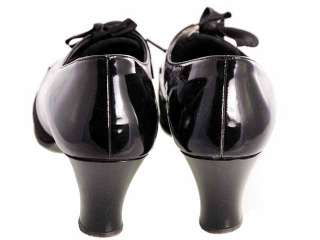   Womens Shoes Oxfords 1930s Black Patent/Mesh/Peep toe Sz 7 Orig Box