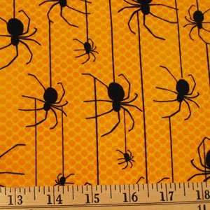  Robert Kaufman Eerie Alley Spiders Screamin Yellow Fabric 