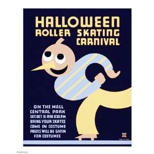  Halloween Roller Skating Carnival, WPA Poster,1936 Poster 