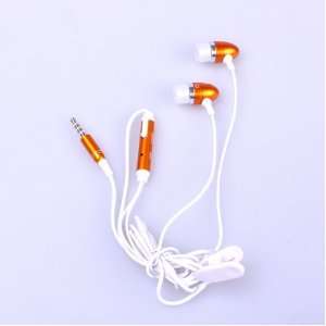  BestDealUSA Orange In Ear Earphone Headphone With Mic Clip 